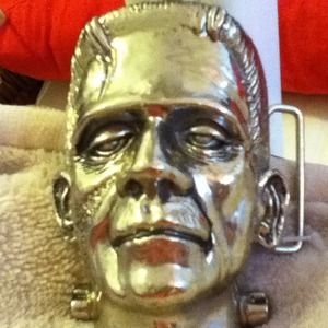Frankenstein head silver belt buckle