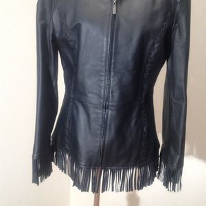 Real leather fringe jacket