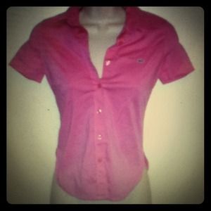 Lacoste Tops - Lacoste women's pink signature button down shirt Lacoste Tops - Lacoste women's pink signature button down shirt