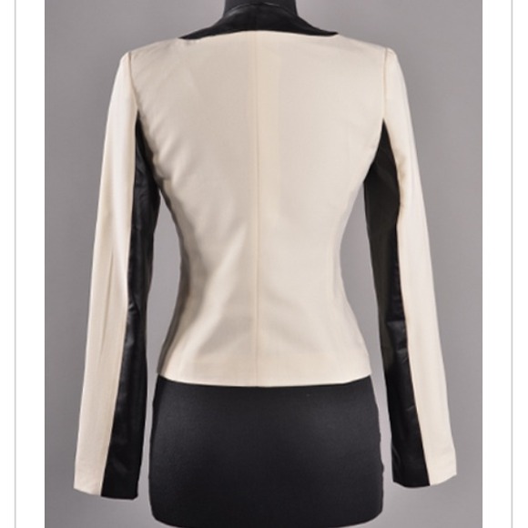 Cream and Leather Blazer - Picture 2 of 2