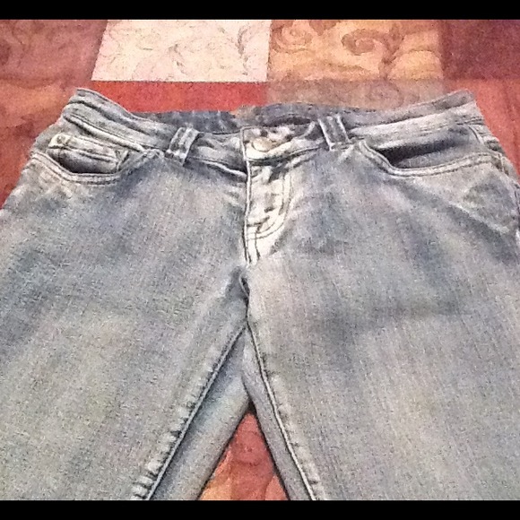 Washed blue jeans