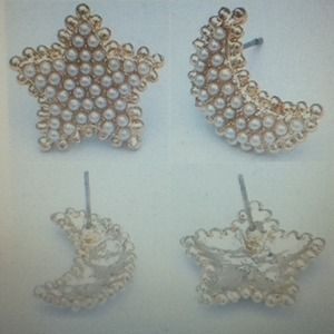 Jewelry - Star & Moon Faux Pearl lovely Earrings NEW Jewelry - Star & Moon Faux Pearl lovely Earrings NEW