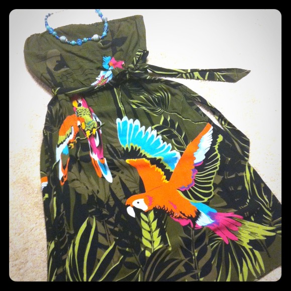 HOST PICK! "Jimmy Buffett" parrot dress