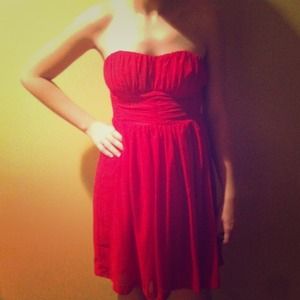 Strapless Red Party Dress