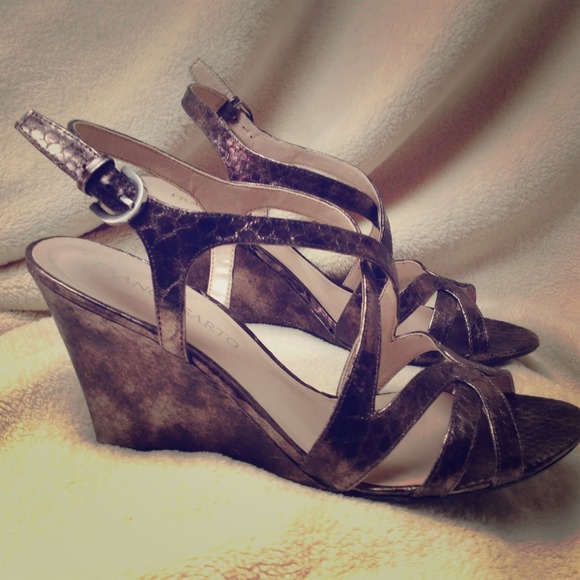 Metallic wedge sandal