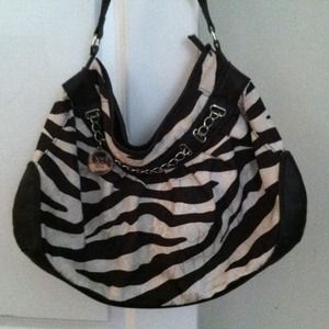 Large brown & beige zebra stripe NY&Co purse
