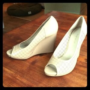 Nine West Fauna Tortora patent leather wedge, nude