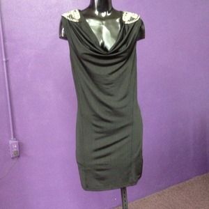 Black dress with sequined on shoulders (new)