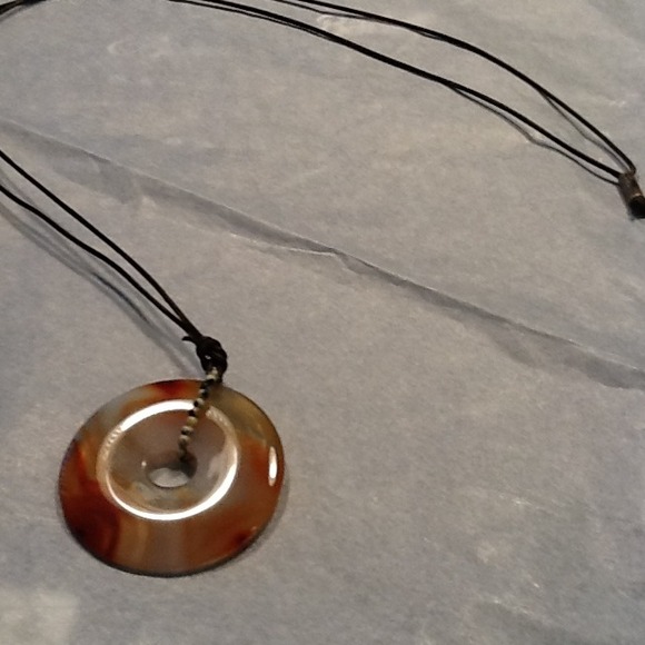 *GIFTED* ROUND POLISHED STONE NECKLACE WITH CORD - Picture 4 of 4