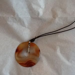 *GIFTED* ROUND POLISHED STONE NECKLACE WITH CORD