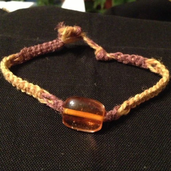 Yellow and brown hemp bracelet