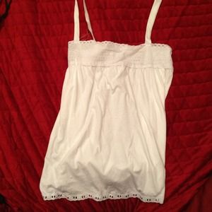 White tank top with beautiful detail at neckline