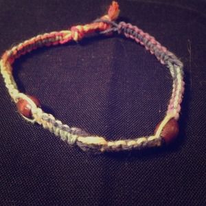 Rainbow and wood bead necklace