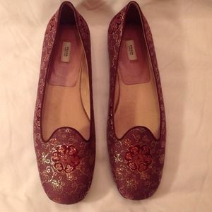 🔴SOLD🔴PRADA Burgundy Brocade Smoking Loafers