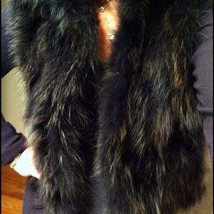 Adrienne Landau Raccoon Fur Vest Size Medium