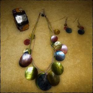 Necklace, earring, and watch set