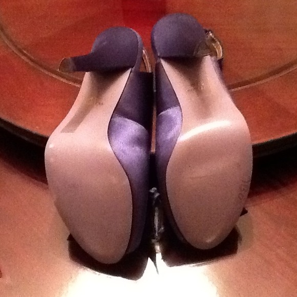 REDUCEDBlue Satin Peep Toe Sling Backs - Picture 4 of 4