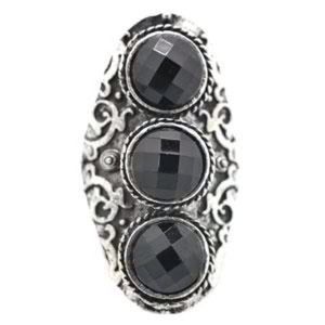 Black and silver oval ring