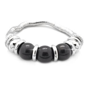 Black and silver stretch bracelet