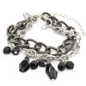 Silver and gunmetal bracelet