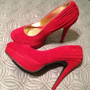 6 inch red suede stiletto pumps. Never worn.