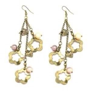 Gold flower dangle earrings