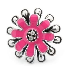 Silver and pink flower ring