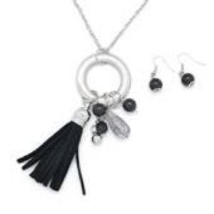 Silver and black necklace