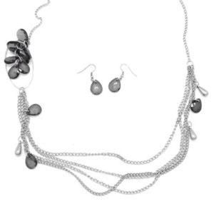 Silver necklace with bead cluster