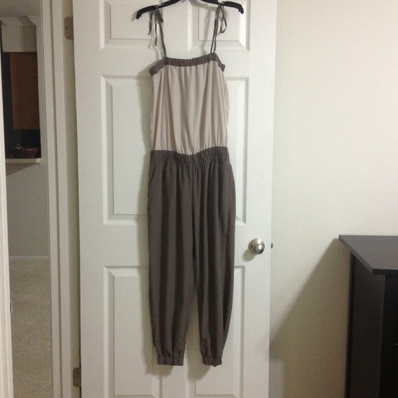 ON HOLD! Mink and Cream Jumpsuit Never Worn!
