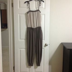 ON HOLD! Mink and Cream Jumpsuit Never Worn!