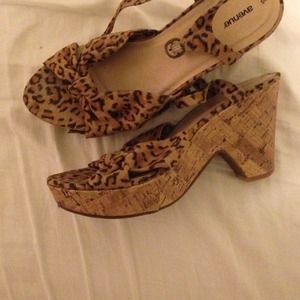 Leopard print wedges