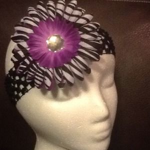 Purple/Zebra Flower Clip with Headband.