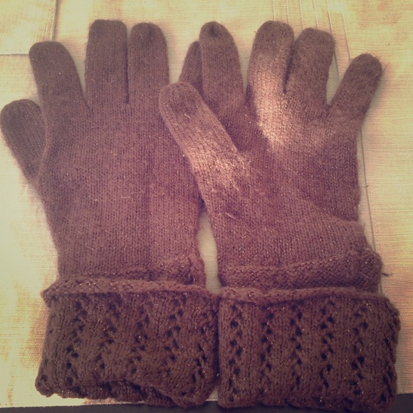 Brown with gold sparkles gloves