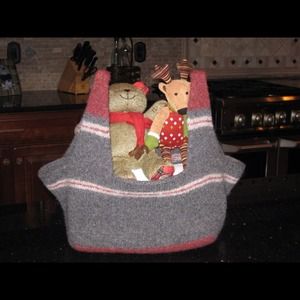 Hand knit and felted market tote.