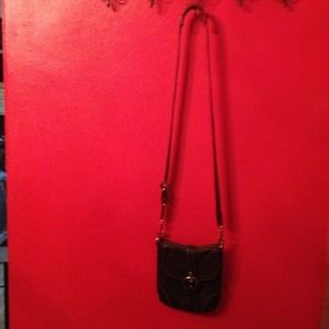 Black small  leather  Coach satchel purse