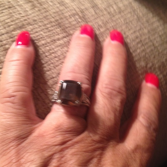 Smokey quarts sterling silver ring