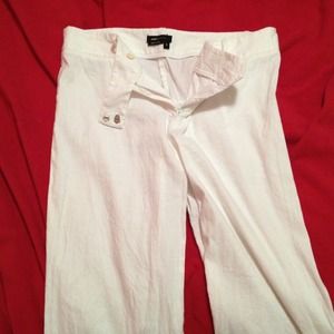 BCBG white linen pants.