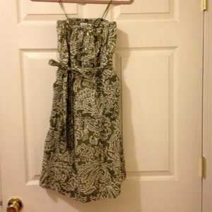 NWOT AE white/olive halter dress