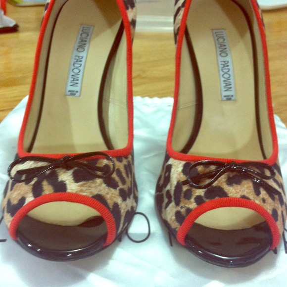 Luciano Padovan Shoes - Luciano Padovan NWOT Leopard peep toe heels