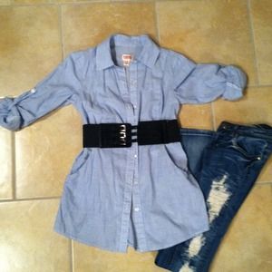 Blue stripe top w belt and vs blue @bankhead920