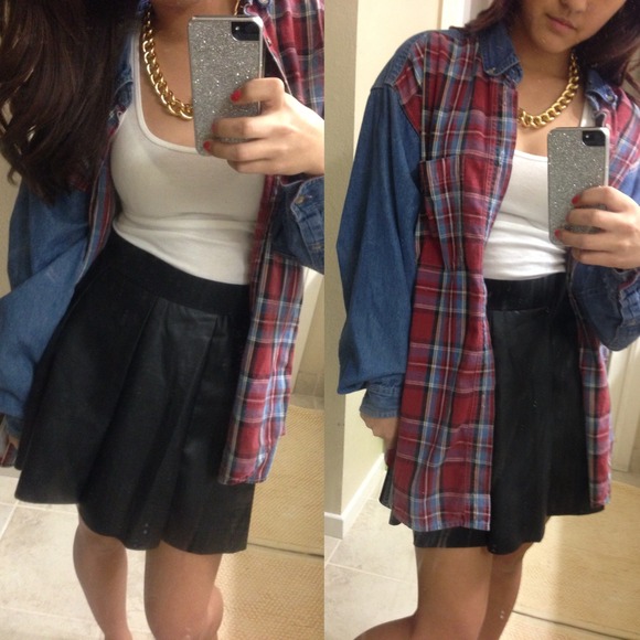🔸Vintage Denim Flannel Jacket