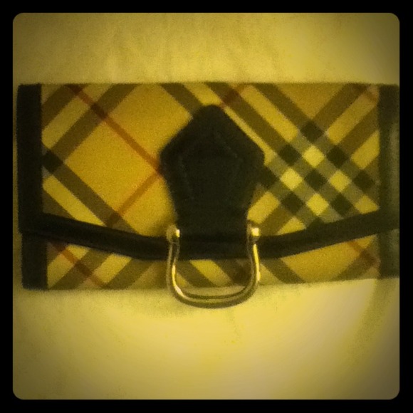 Burberry Nova Check Black Leather Wallet Clutch