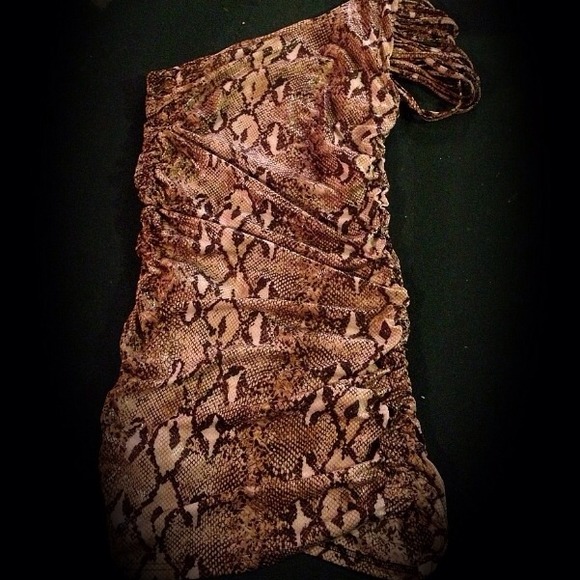 Snake print body con dress