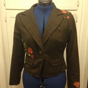 Embroidered Brown Blazer