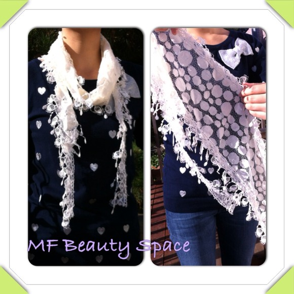 Brand New. Polka dots beige color scarf / Scarves