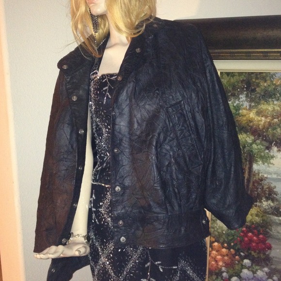 Textured leather jacket M - Picture 2 of 4