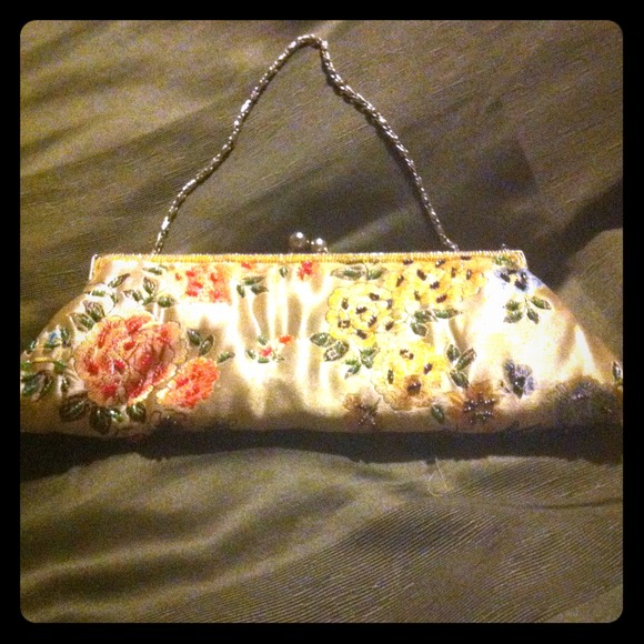 Vintage inspired pale pink satin cocktail purse