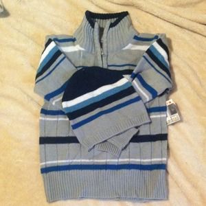 Little boys sweater and matching beanie hat