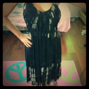 Halter black and cream tie dye dress , open back